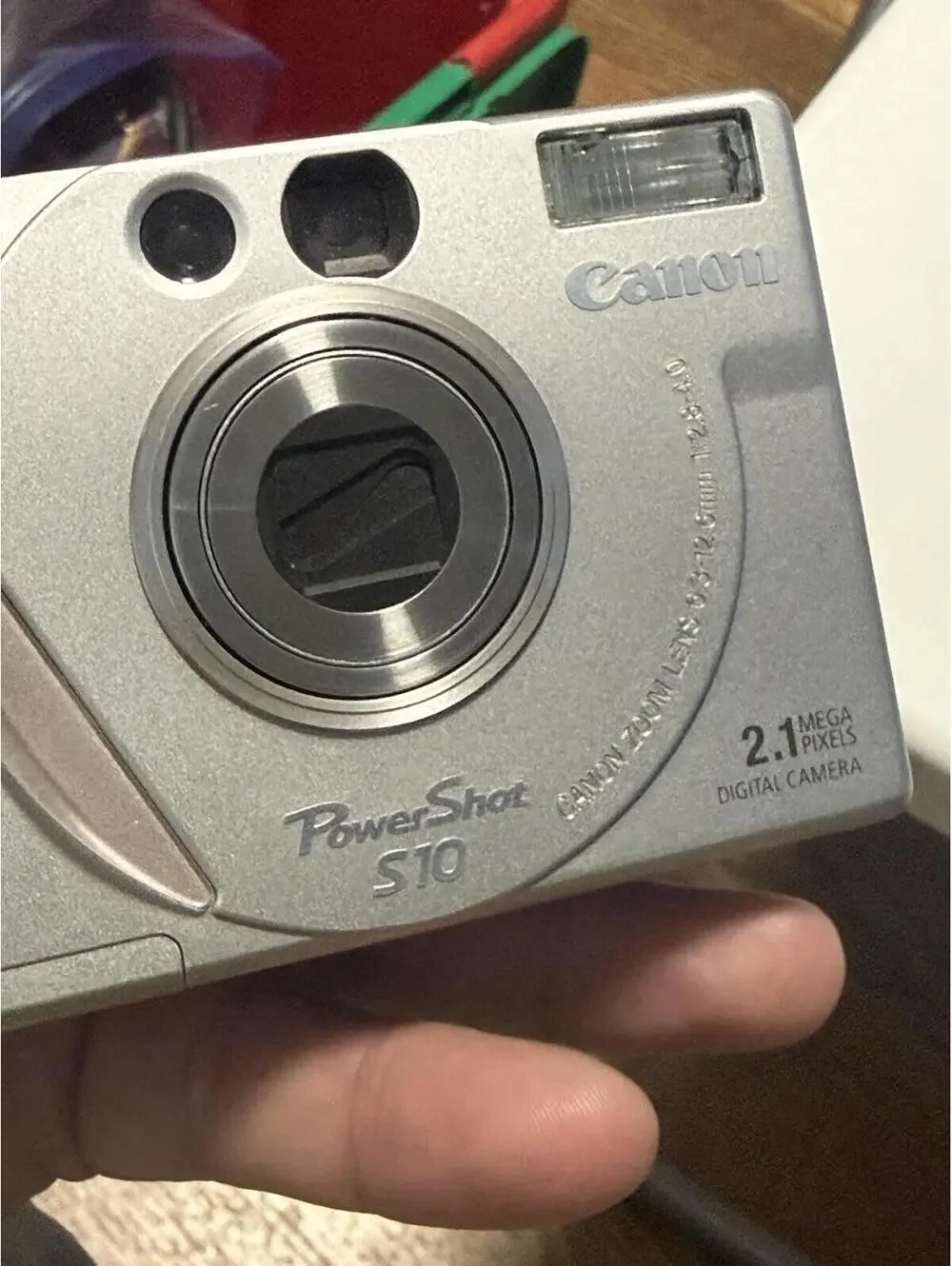 Canon PowerShot S10 Silver Digital Camera W/Manual, Cd, Charger , Needs Battery